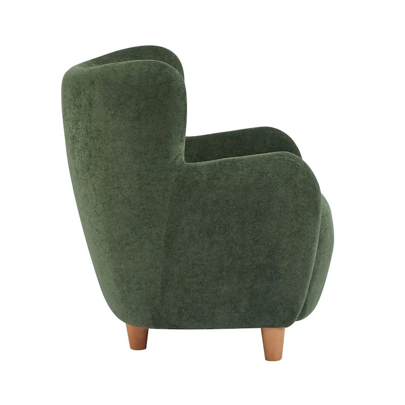 Fabric Wingback Accent Chair with Tapered Legs – Camel / White / Pinkish Purple / Brown / Olive Green / Gray Blue, 1-Person Use