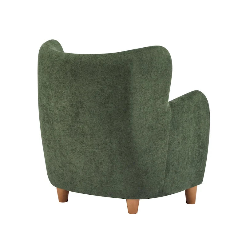 Fabric Wingback Accent Chair with Tapered Legs – Camel / White / Pinkish Purple / Brown / Olive Green / Gray Blue, 1-Person Use