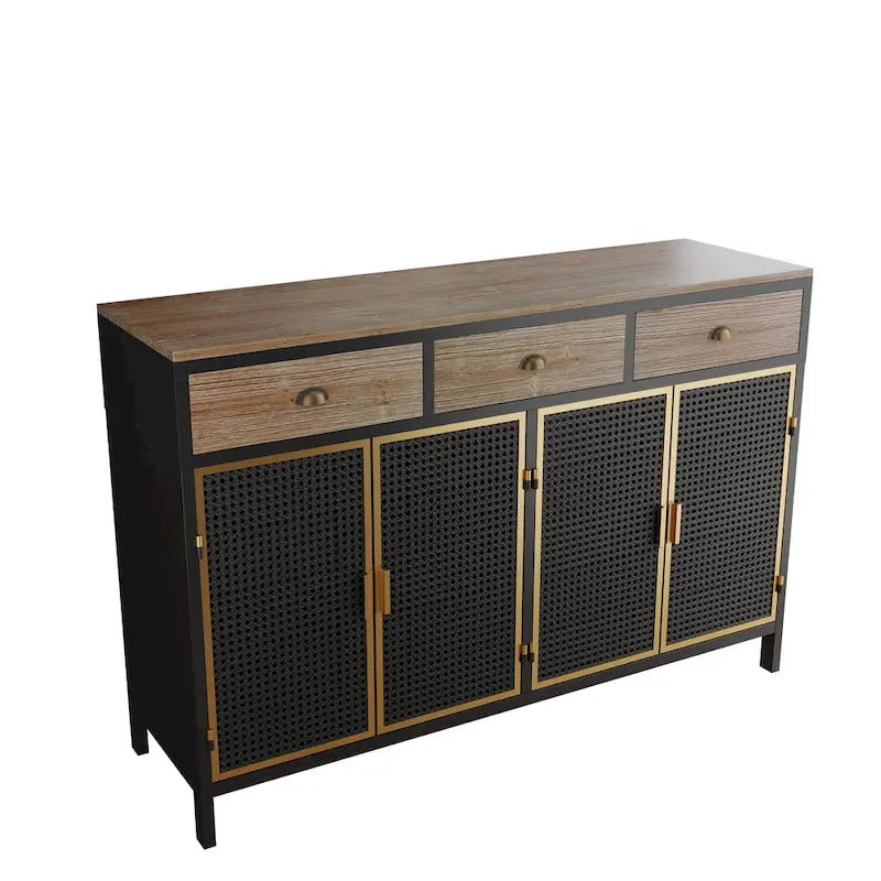 Freestanding Sideboard Cabinet with Drawers and Closed Storage – Dark Gray, 1-Unit