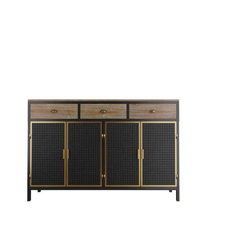 Freestanding Sideboard Cabinet with Drawers and Closed Storage – Dark Gray, 1-Unit