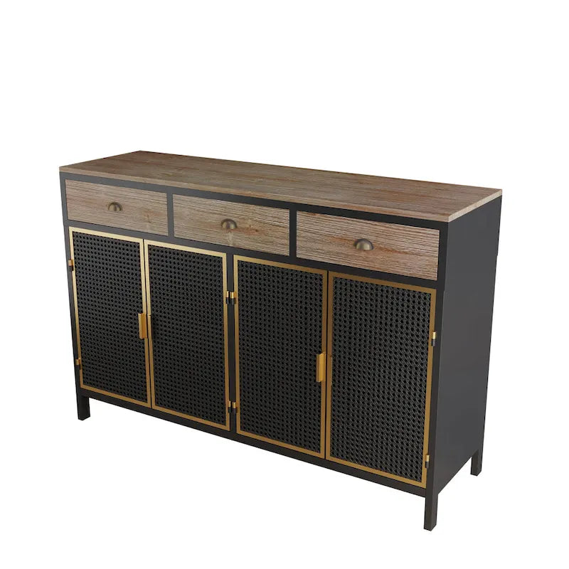 Freestanding Sideboard Cabinet with Drawers and Closed Storage – Dark Gray, 1-Unit