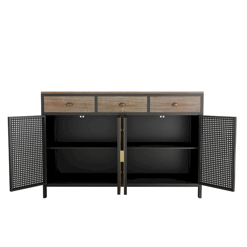 Freestanding Sideboard Cabinet with Drawers and Closed Storage – Dark Gray, 1-Unit