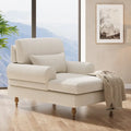 Oversized Chaise Lounge Chair with Adjustable Backrest – Off White / Grey, 1-Person Use