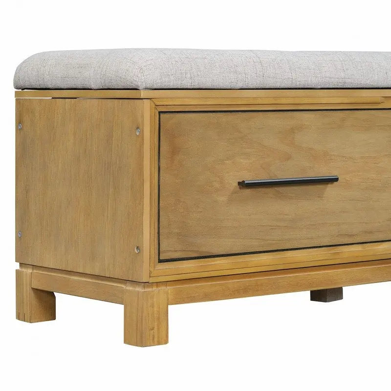 Shoe Bench with Removable Cushion, Hidden Storage and Safety Hinge – Navy Blue / Natural / White / Espresso, 1-2 Person Use