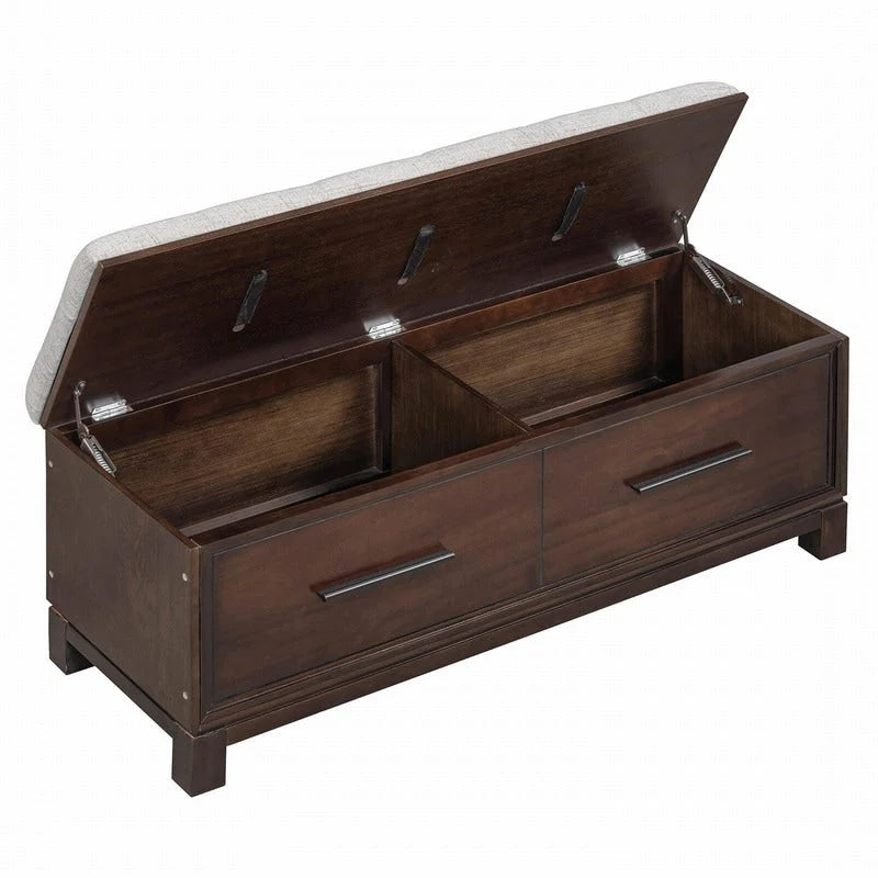 Shoe Bench with Removable Cushion, Hidden Storage and Safety Hinge – Navy Blue / Natural / White / Espresso, 1-2 Person Use