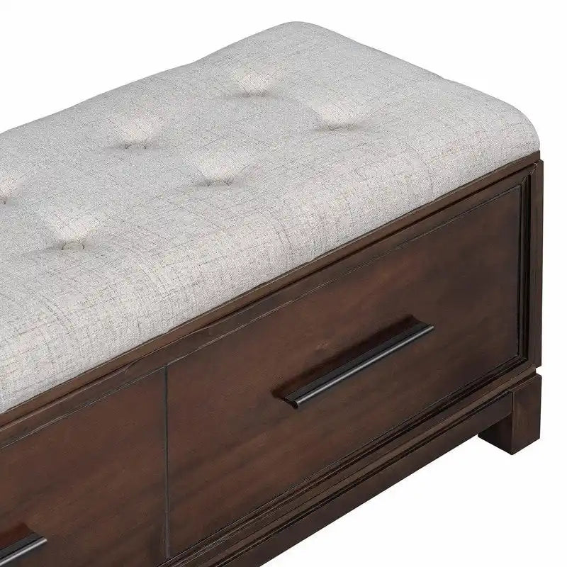 Shoe Bench with Removable Cushion, Hidden Storage and Safety Hinge – Navy Blue / Natural / White / Espresso, 1-2 Person Use