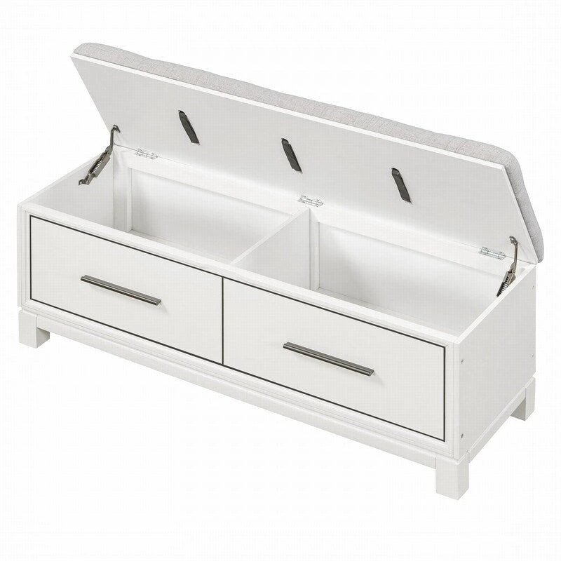 Shoe Bench with Removable Cushion, Hidden Storage and Safety Hinge – Navy Blue / Natural / White / Espresso, 1-2 Person Use