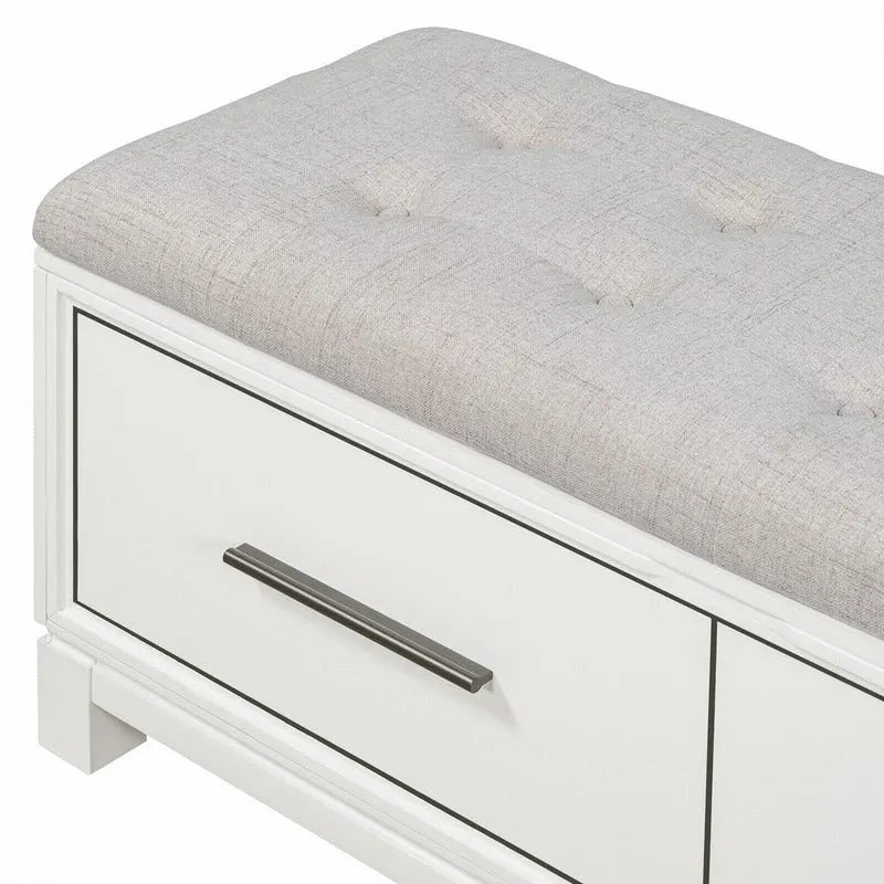 Shoe Bench with Removable Cushion, Hidden Storage and Safety Hinge – Navy Blue / Natural / White / Espresso, 1-2 Person Use