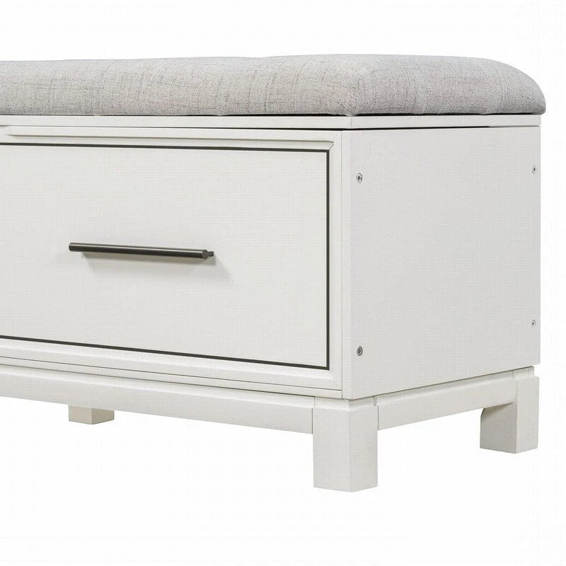 Shoe Bench with Removable Cushion, Hidden Storage and Safety Hinge – Navy Blue / Natural / White / Espresso, 1-2 Person Use