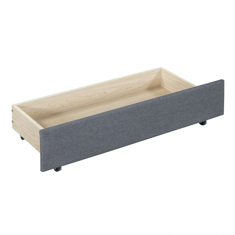 Full-Size Upholstered Daybed with Linen Backrest and 2 Storage Drawers – Gray, 1-Unit