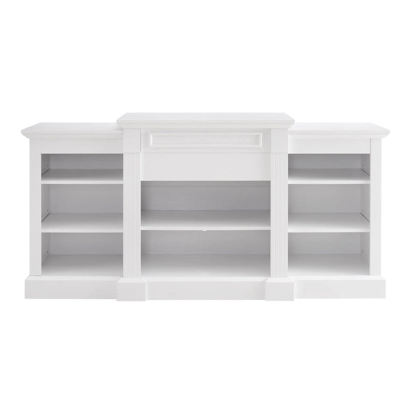 TV Stand with Storage Cabinet and 5 Adjustable Shelves for TVs up to 65" – White, 1-Person Use