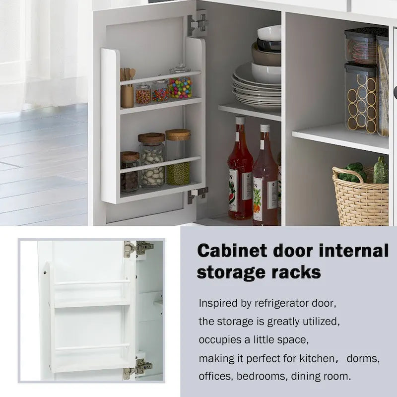 Rolling Kitchen Cart with Drop-Leaf Countertop – Black / Blue / White, 1-Person Use