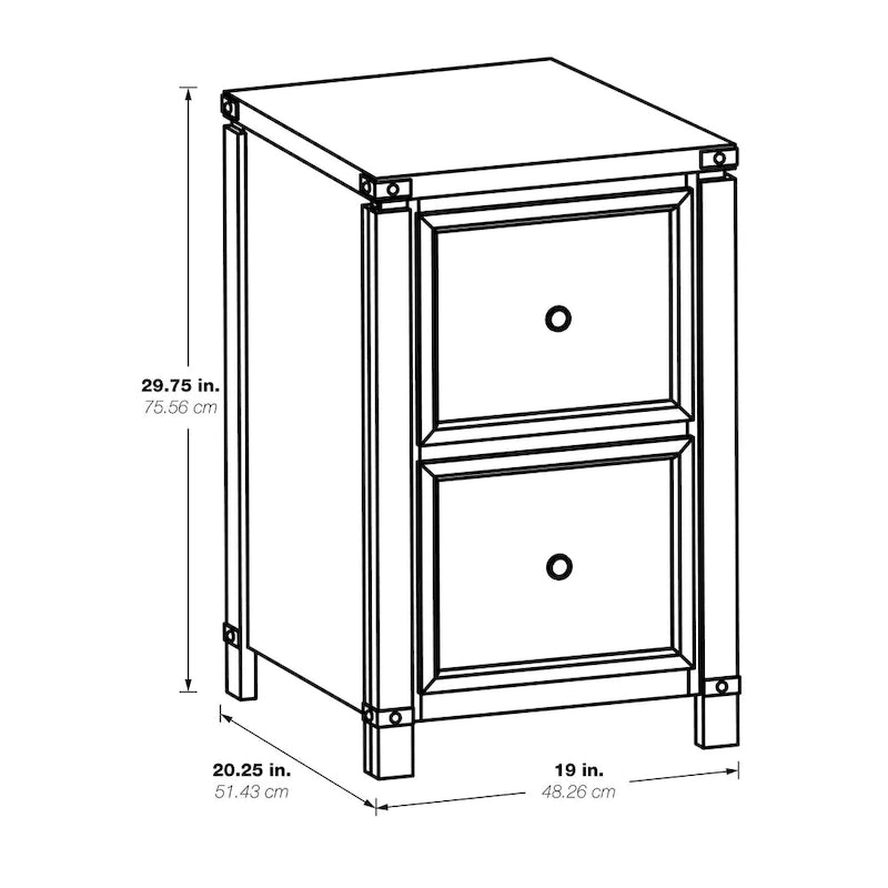 2-Drawer Letter-Size File Cabinet in Champagne Oak Wood Veneer – Off-White, 1-Unit