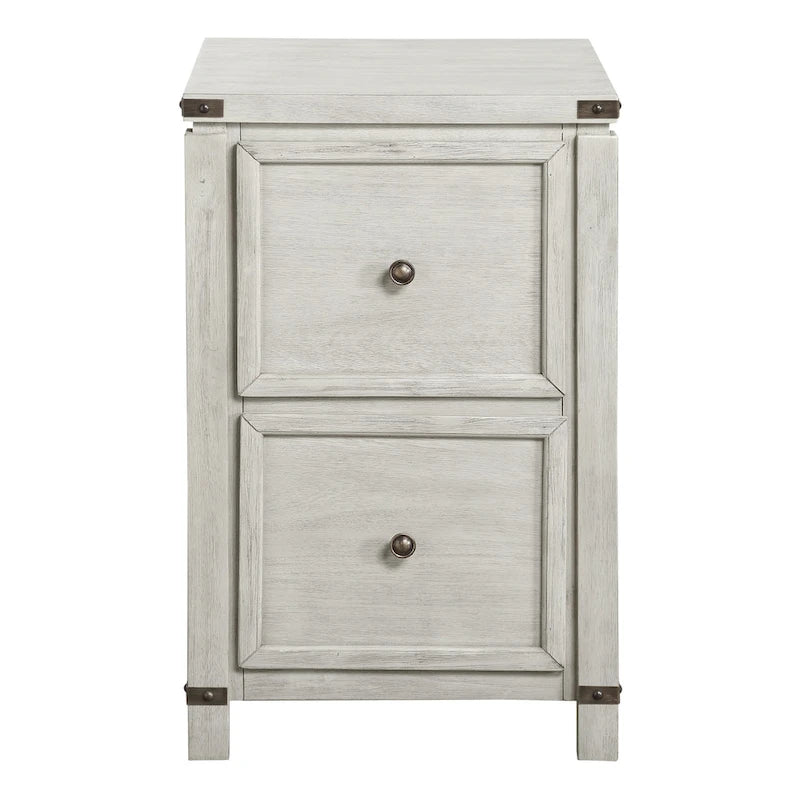 2-Drawer Letter-Size File Cabinet in Champagne Oak Wood Veneer – Off-White, 1-Unit