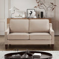 Modern Velvet Loveseat Sofa with Wooden Legs – Taupe / Black / Navy, 2-Person Use