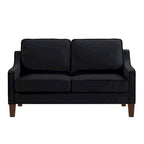 Modern Velvet Loveseat Sofa with Wooden Legs – Taupe / Black / Navy, 2-Person Use