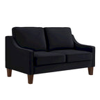 Modern Velvet Loveseat Sofa with Wooden Legs – Taupe / Black / Navy, 2-Person Use