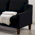 Modern Velvet Loveseat Sofa with Wooden Legs – Taupe / Black / Navy, 2-Person Use