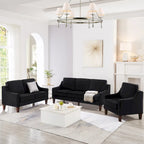 Modern Velvet Loveseat Sofa with Wooden Legs – Taupe / Black / Navy, 2-Person Use