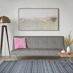 Metal Frame Linen Futon Sofa Bed with Reclining Backrest – Grey, 1-Person Use