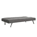 Metal Frame Linen Futon Sofa Bed with Reclining Backrest – Grey, 1-Person Use