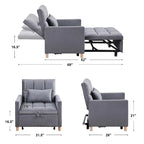 3-in-1 Convertible Sleeper Chair with Adjustable Backrest and Wheels – Grey / Multi-color / Black / Beige, 1-Person Use