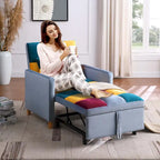 3-in-1 Convertible Sleeper Chair with Adjustable Backrest and Wheels – Grey / Multi-color / Black / Beige, 1-Person Use