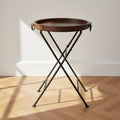 Metal Accent Table with Brown Wood Top - Black - Roche River Decor - 20 W x 20 L x 28 H