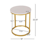 C-Shape Iron End Table with Faux Wood Top – White + Gold, 1-Unit