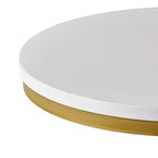 C-Shape Iron End Table with Faux Wood Top – White + Gold, 1-Unit