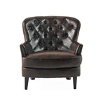 Oversized Bonded Leather Tufted Club Chair – Espresso, 1-Person Use