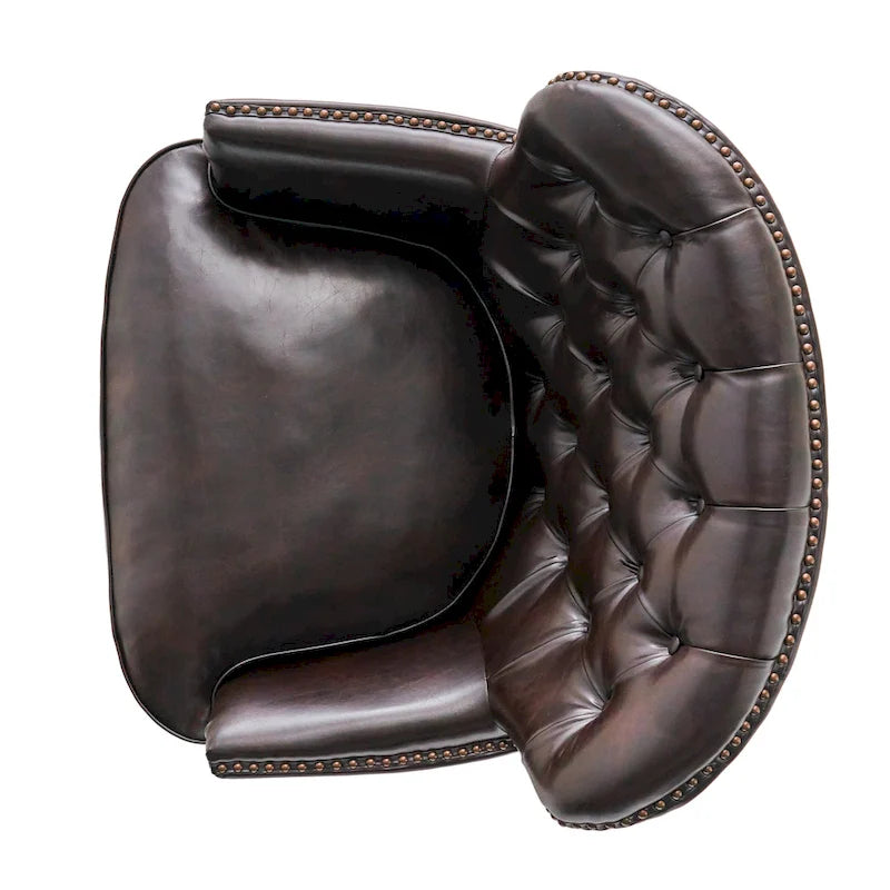 Oversized Bonded Leather Tufted Club Chair – Espresso, 1-Person Use