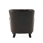 Oversized Bonded Leather Tufted Club Chair – Espresso, 1-Person Use