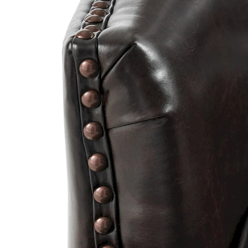 Oversized Bonded Leather Tufted Club Chair – Espresso, 1-Person Use