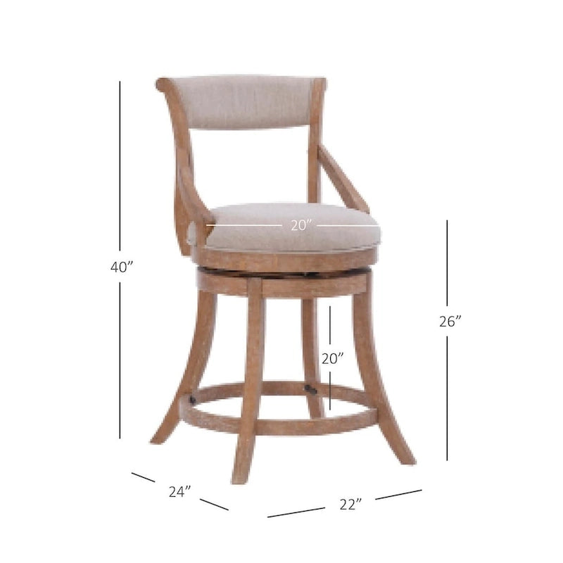 Big & Tall 360° Swivel Counter Stool with Padded Back – Natural, 1-Person Use