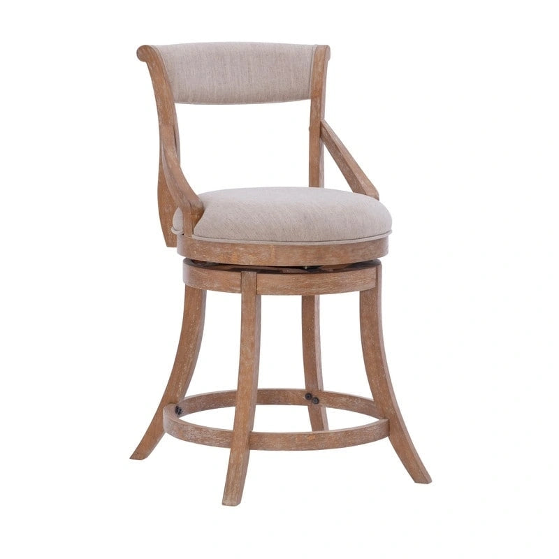 Big & Tall 360° Swivel Counter Stool with Padded Back – Natural, 1-Person Use