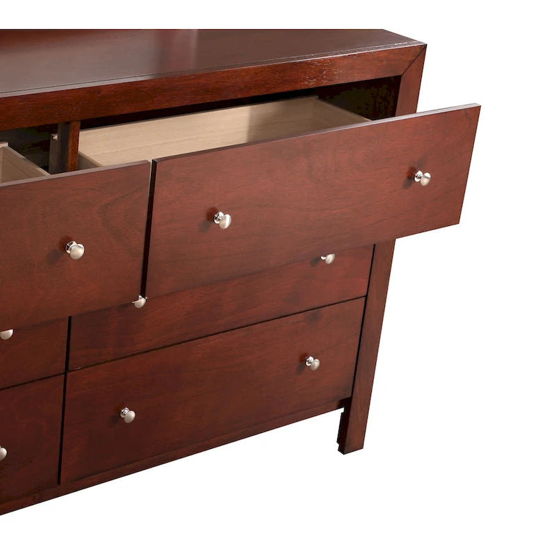 6-Drawer Transitional Dresser with Dovetail Construction – Cherry / Black / White / Grey, 1-Unit