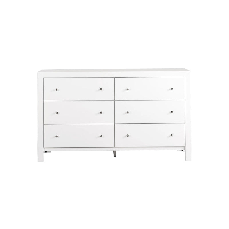 6-Drawer Transitional Dresser with Dovetail Construction – Cherry / Black / White / Grey, 1-Unit