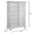 8-Drawer Gentleman's Chest with Sliding Louvered Door and Adjustable Shelves – Eggshell White, 1-Unit