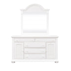 2-Door 5-Drawer Dresser with Louvered Panels and Wooden Knobs – Oyster White, 1-Unit