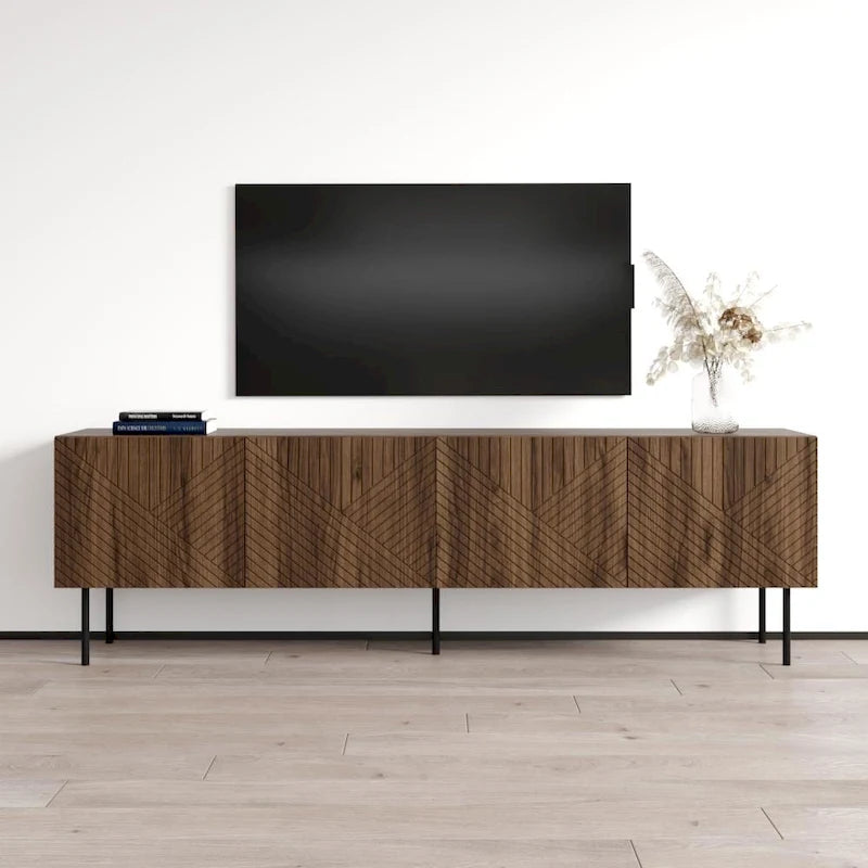 Art Deco Style TV Stand with Matte Finish for TVs up to 85" – Wood, 1-Person Use