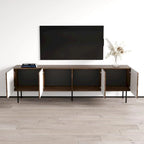 Art Deco Style TV Stand with Matte Finish for TVs up to 85" – Wood, 1-Person Use