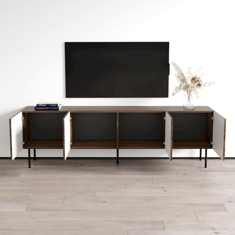 Art Deco Style TV Stand with Matte Finish for TVs up to 85" – Wood, 1-Person Use