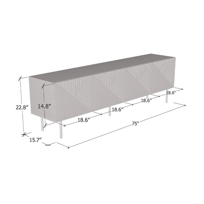 Art Deco Style TV Stand with Matte Finish for TVs up to 85" – Wood, 1-Person Use