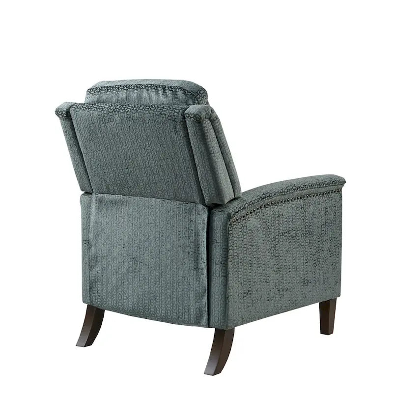 High-Back Push-Back Recliner Chair with Nailhead Trim – Grey, 1-Person Use