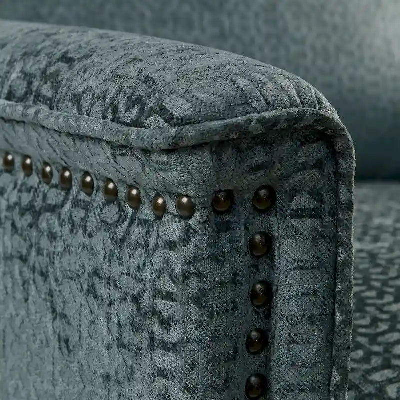 High-Back Push-Back Recliner Chair with Nailhead Trim – Grey, 1-Person Use