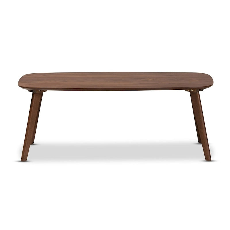 Mid-Century Modern Rubberwood Coffee Table with Angled Legs – Walnut, 1-Unit