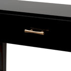 Bayur Wood Console Table with Drawer and Woven Rope Shelves – Black / Natural Brown / Brass, 1-Unit