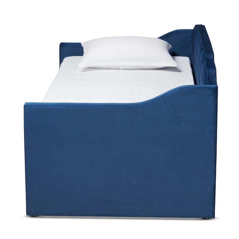 Lennon Modern and Contemporary Velvet Fabric Daybed with Trundle
