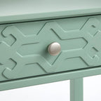 MDF Console Table with Geometric Drawer and Open Shelf – White / Blush Pink / Mint, 1-Unit